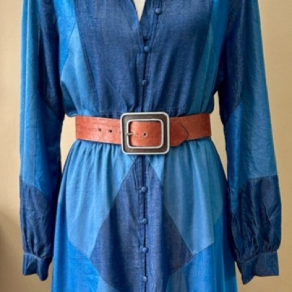 Vintage Shad Leather Wide Brown Belt Square Rectangle Metal Buckle Size 30 S XS